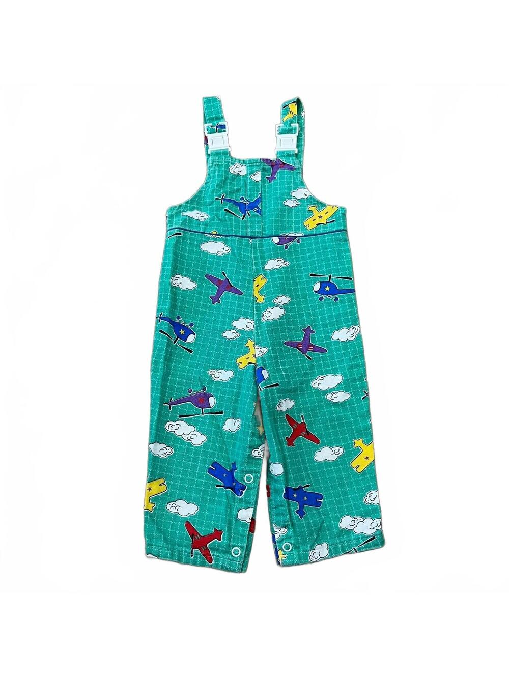 Vintage McKids McDonalds Green Aviation Printed Overalls Size 12-18 Months